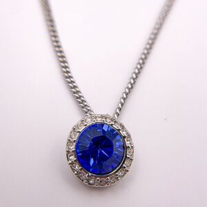 Givenchy Sapphire Blue Crystal Halo Pendant Necklace